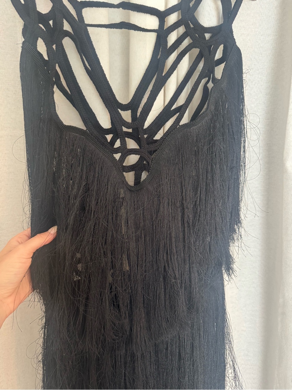 Understated Leather Black Fringe Dress